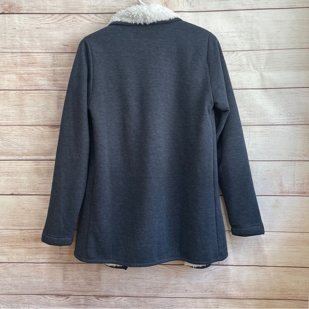 NEW WITH‎ TAGS LOFT LOUNGE WATERFALL SHERPA LINED JACKET IN CHARCOAL - Picture 7 of 7